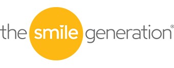 Pacific Dental: The Smile Generation logo in gray and  yellow. 