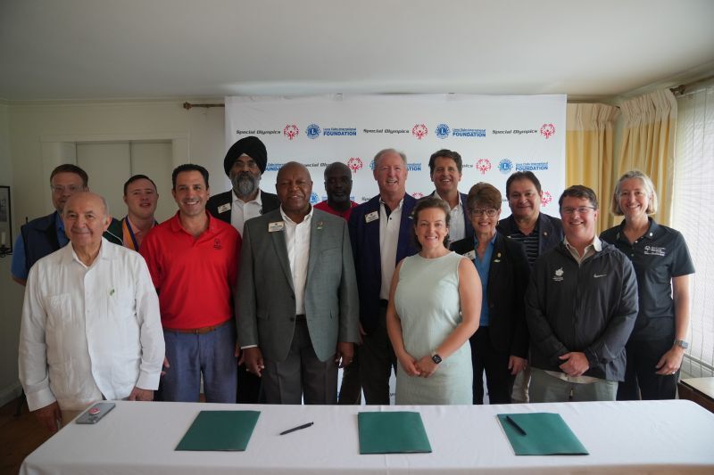 Gathering for the signing of the Lions Clubs International Foundation (LCIF) signed a historic five-year partnership agreement